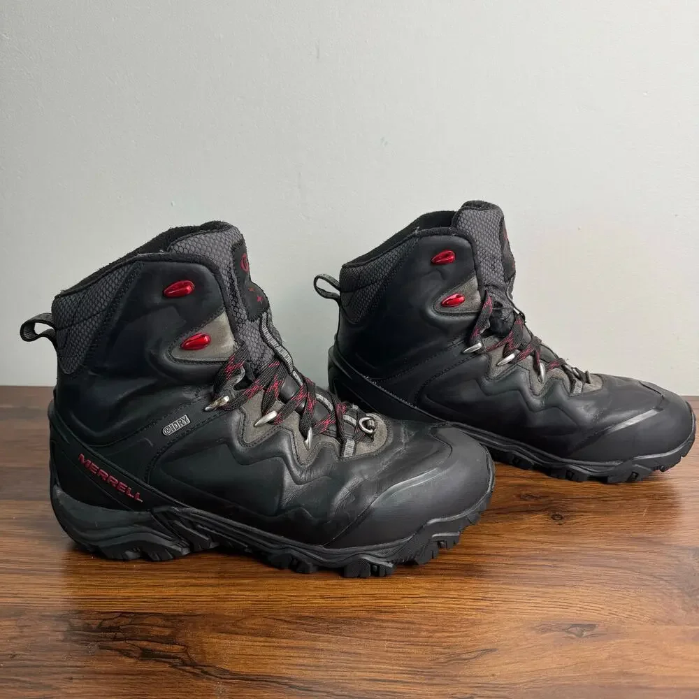 Merrell Thermo Rogue 2 Mid Waterproof Boots Men’s 12 Black Red‎ Vibram Grip
